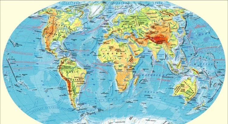 Крупная карта мира со странами на весь экран